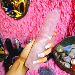 10 inch rose quartz tower